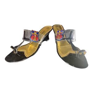 J.Renee Women's Hoot Thong Owl Black / Gold Sandal 10